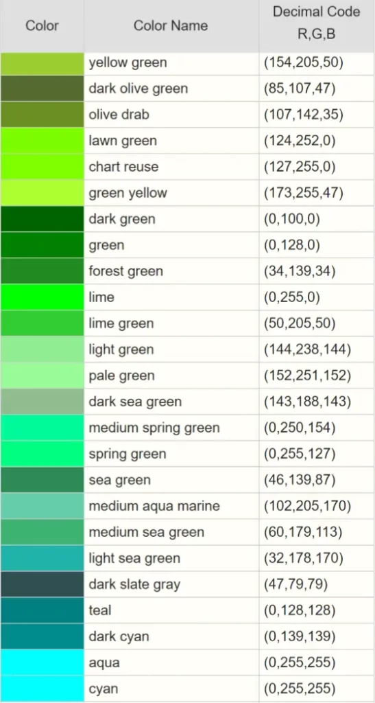 green colors